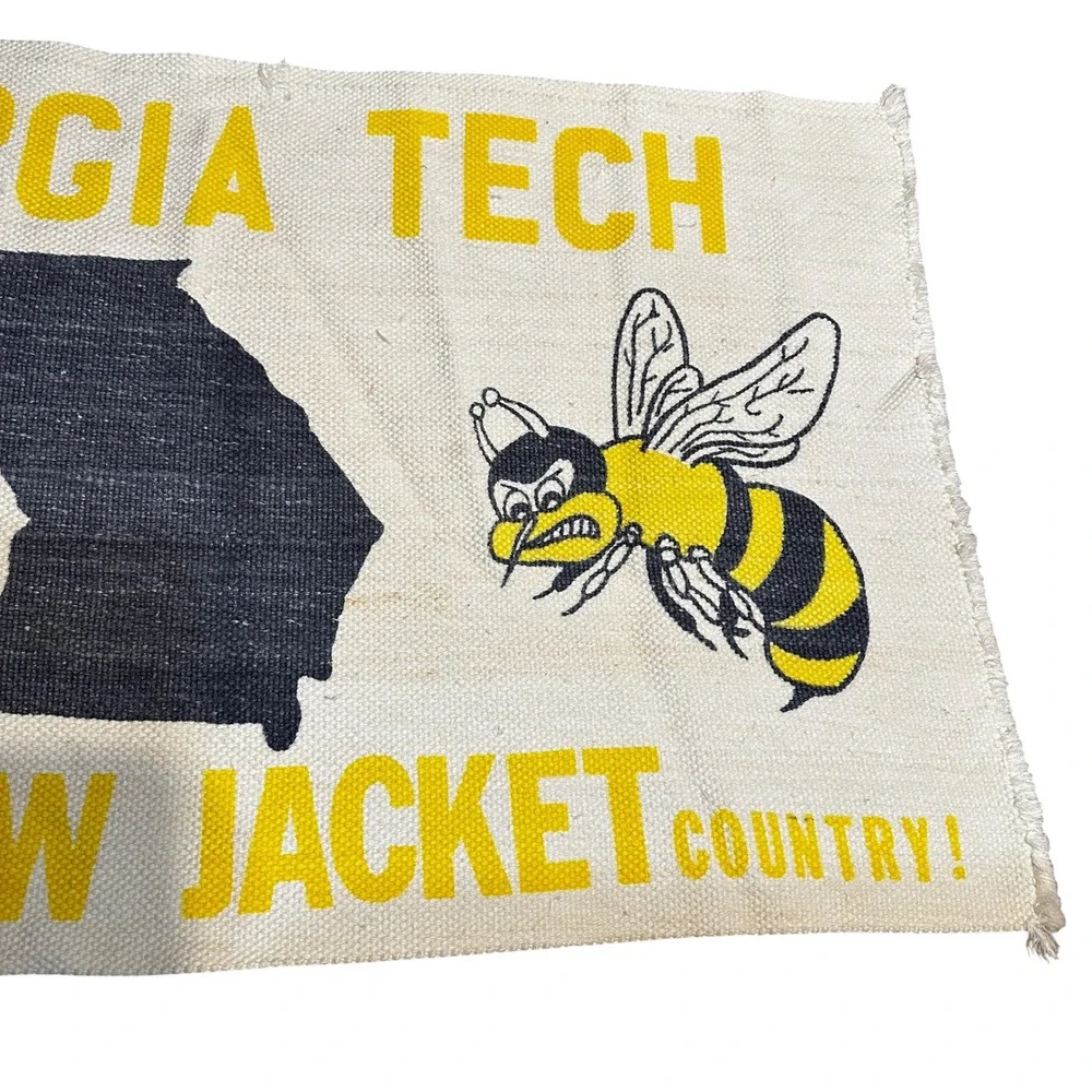 Vintage 1966 Georgia Tech Yellow Jackets Throw‎ Blanket Woven Banner Tapestry